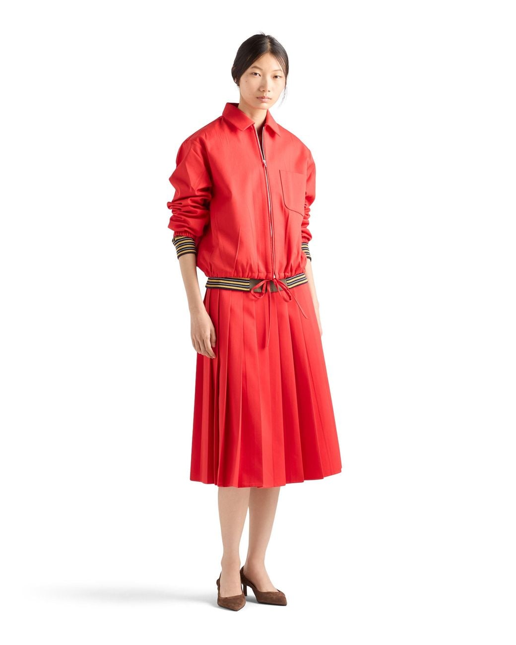 Prada Red Gabardine Blouson Jacket