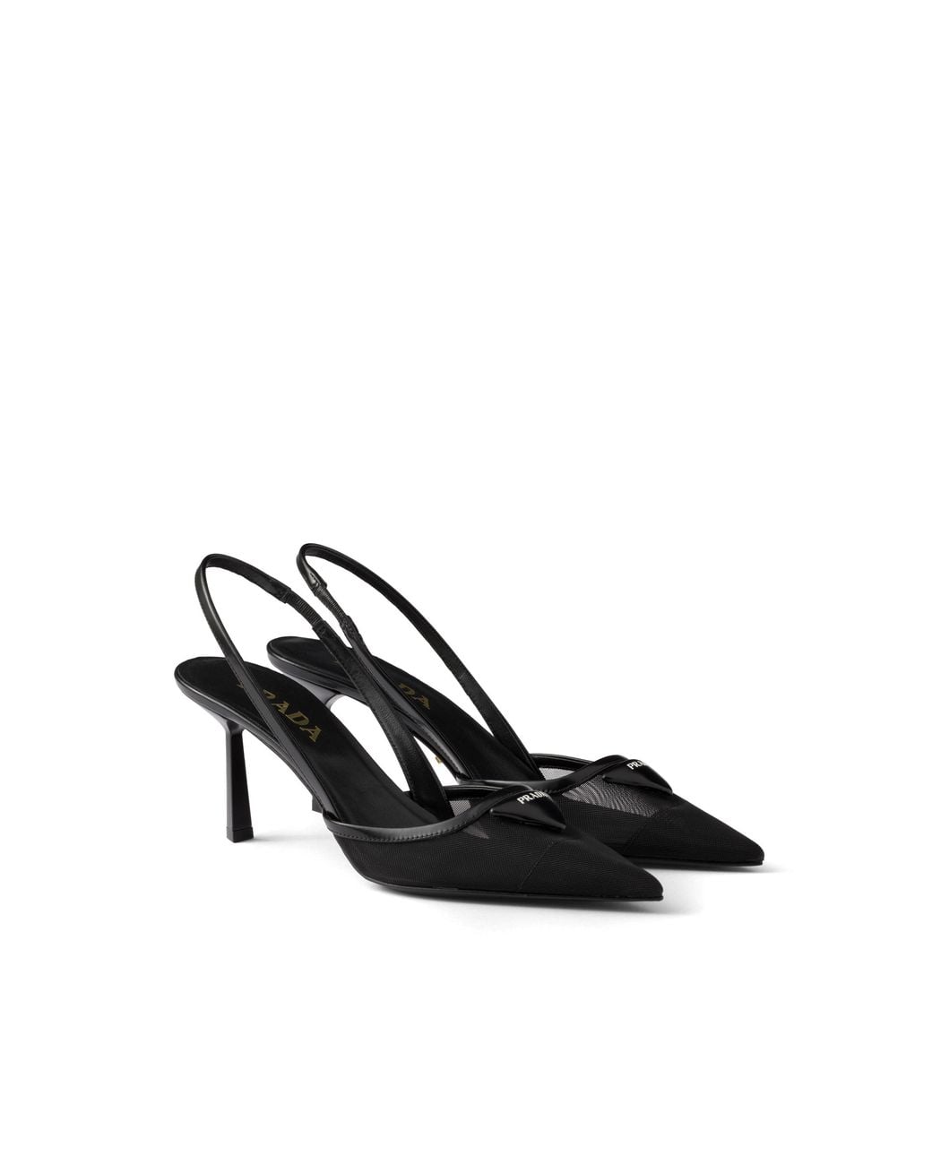 Prada White Mesh Fabric Slingback Pumps