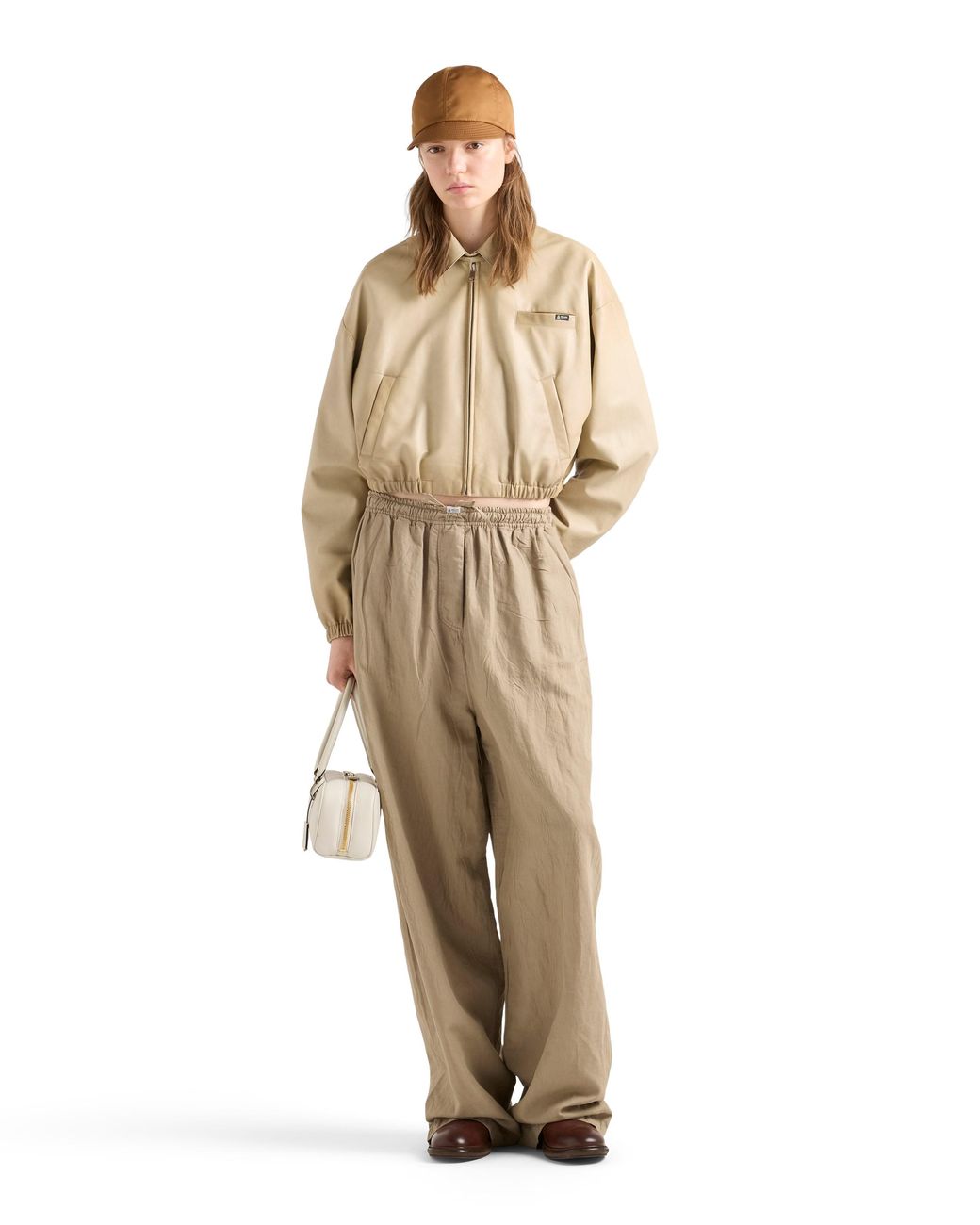 Prada Natural Cropped Nappa Leather Jacket