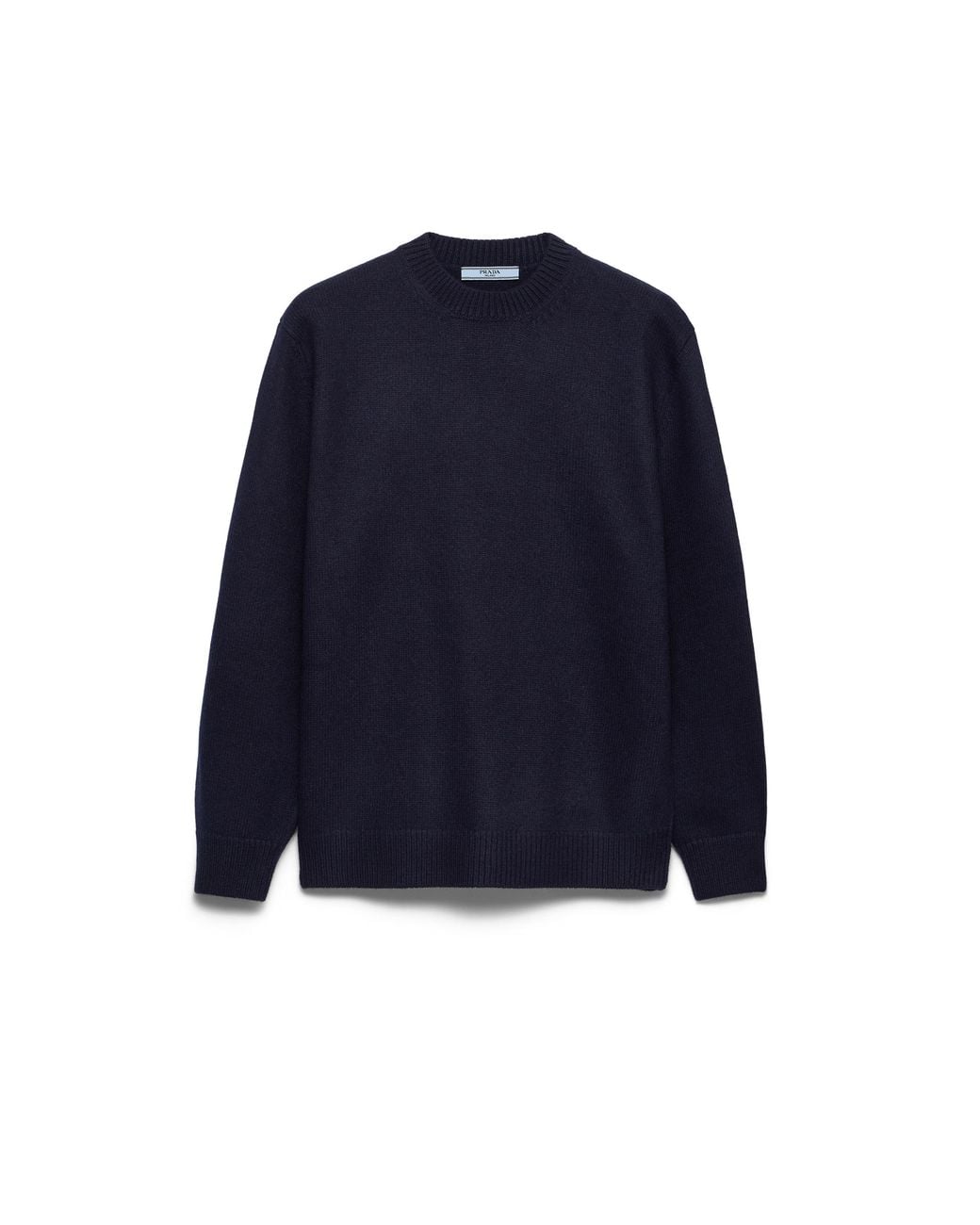 Prada Blue Wool And Suede Sweater