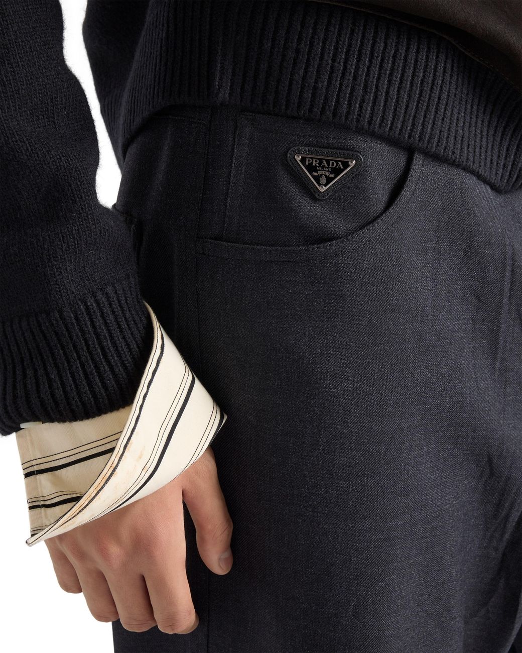 Prada Blue Wool Pants for men