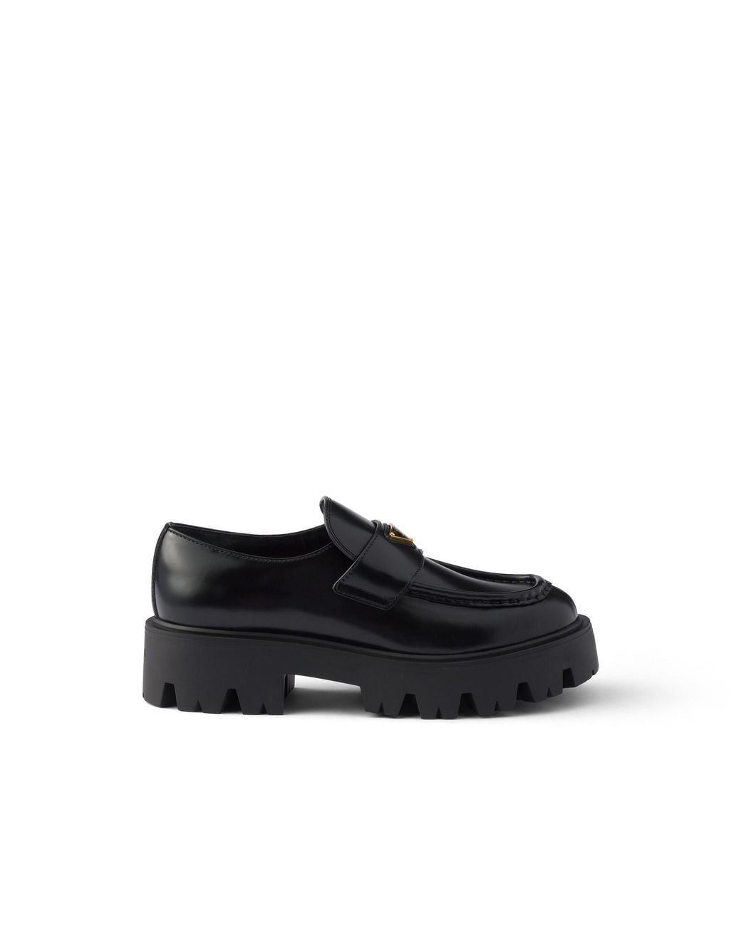 Prada Black Brushed Leather Loafers