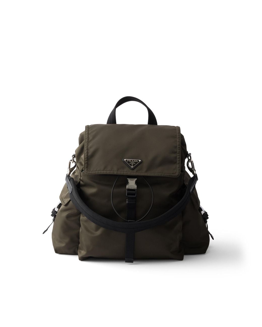 Prada Black Explore Re-Nylon And Leather Backpack for men