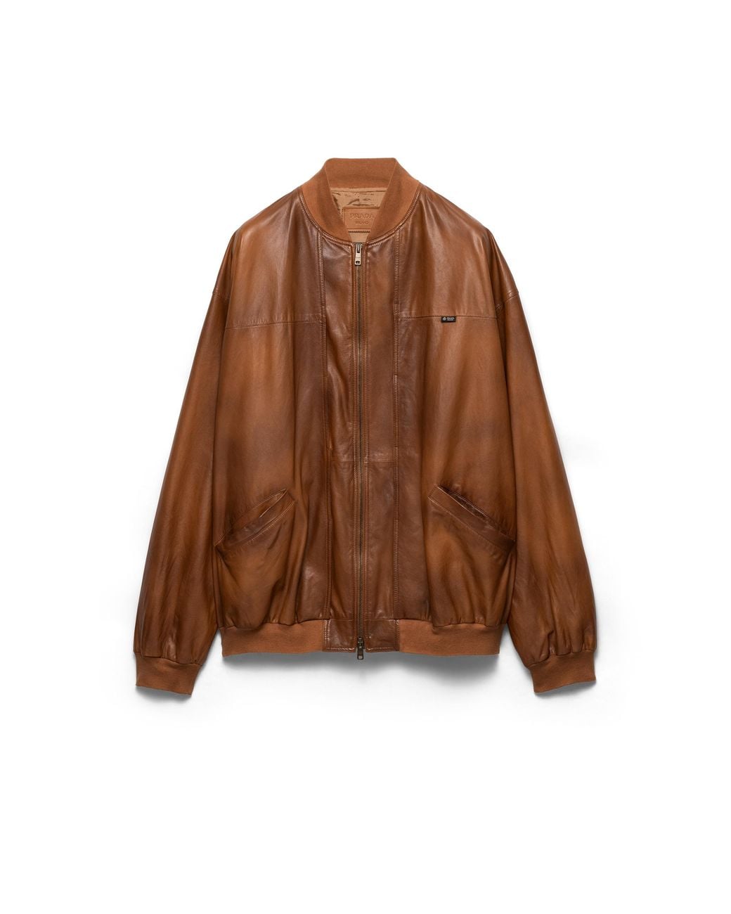 Prada Brown Oversized Nappa Leather Bomber Jacket for men