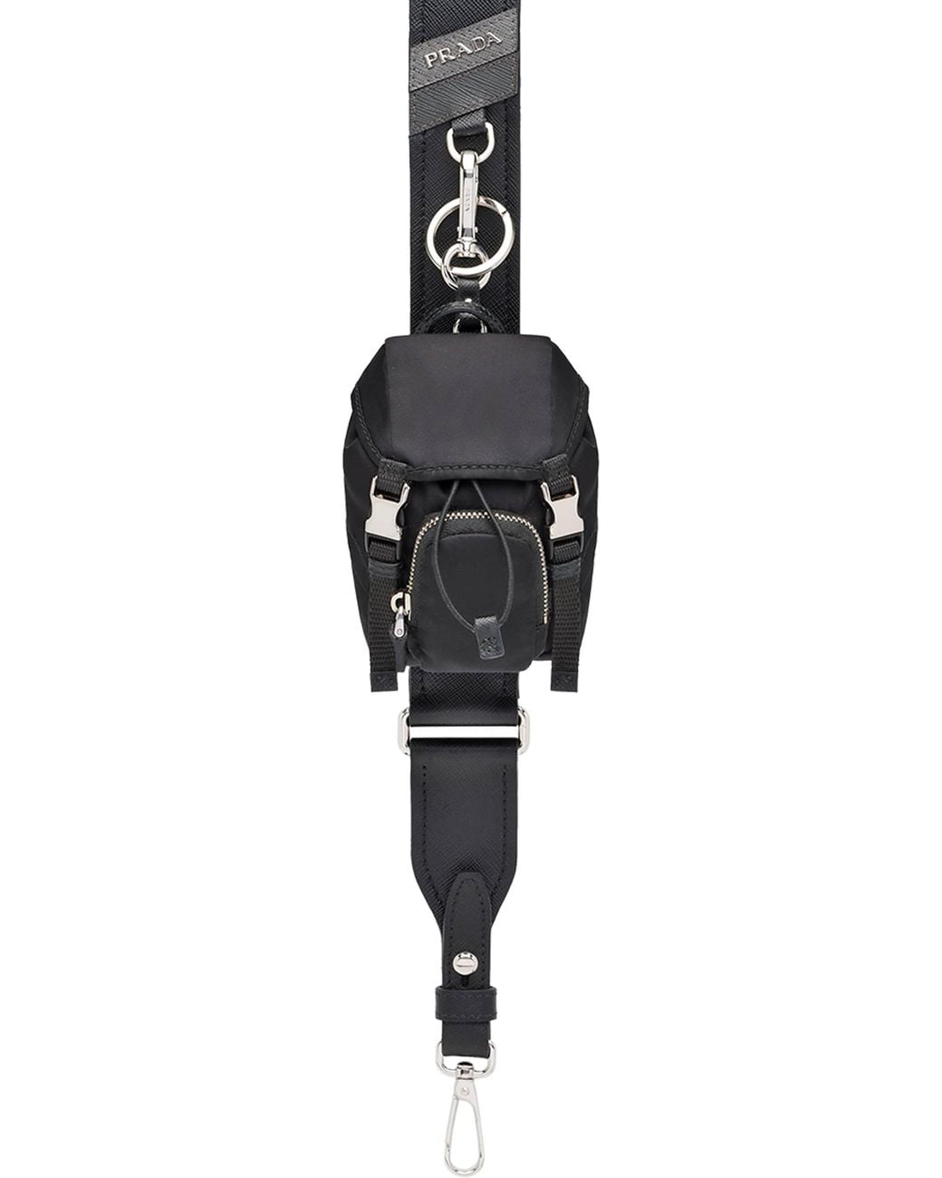 Prada White Re-Nylon Mini Pouch Keychain Charm for men