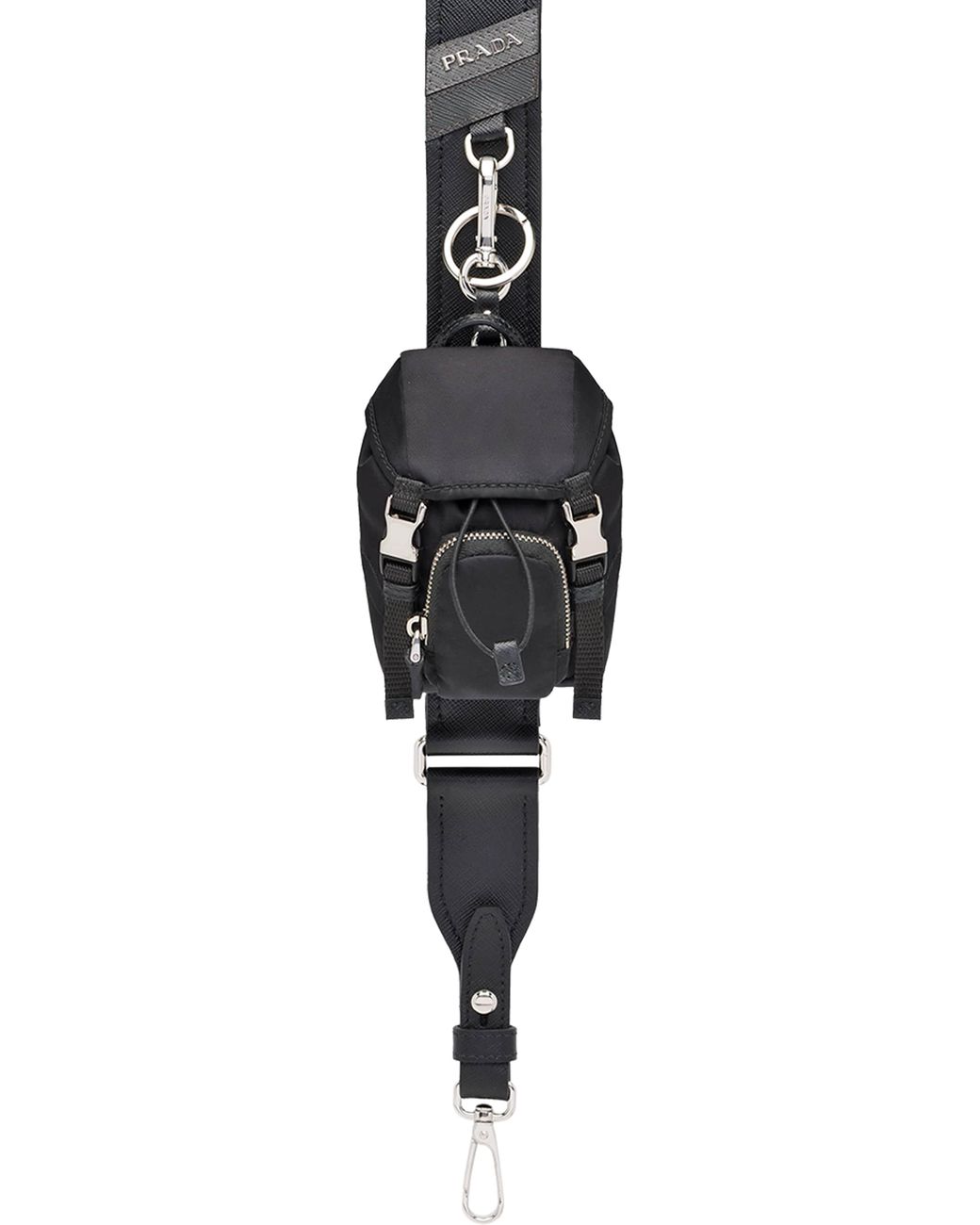Charm Porte-Clés Mini Pochette En Re-Nylon, Homme Prada pour homme en coloris White