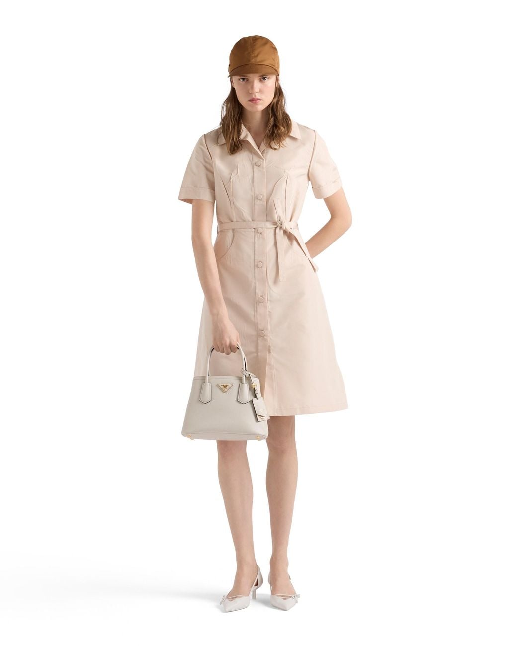 Prada White Double Small Saffiano Leather Bag, Chalk