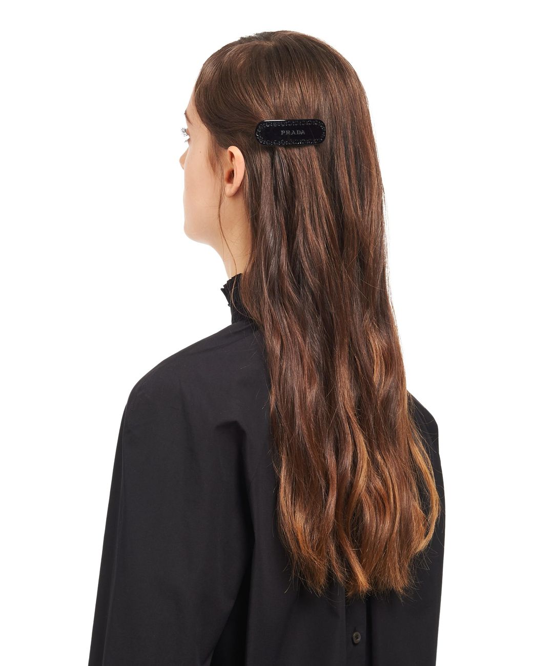 Prada Black Hair Clip With Crystals