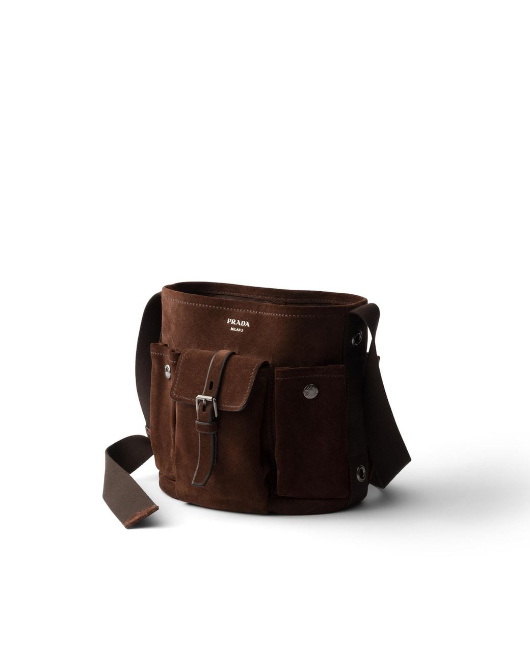 Prada Black Route Suede Mini Bucket Bag