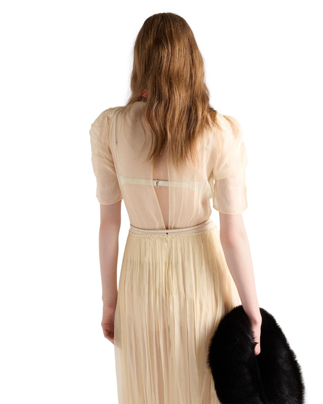 Prada White Long Silk Chiffon Dress