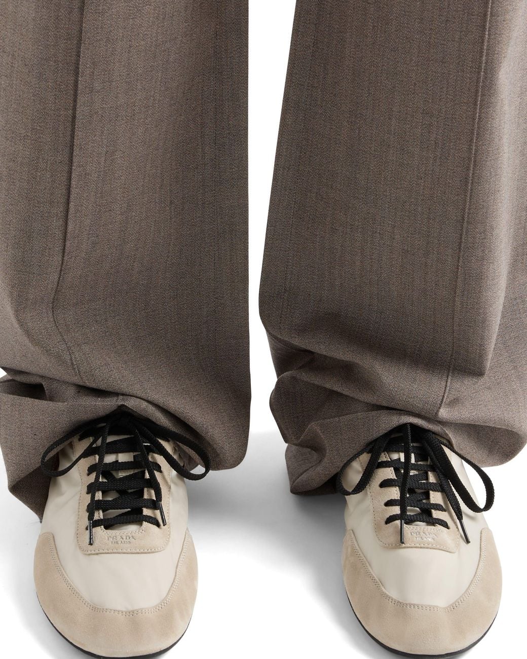 Prada White Re-Nylon And Suede Collapse Sneakers for men