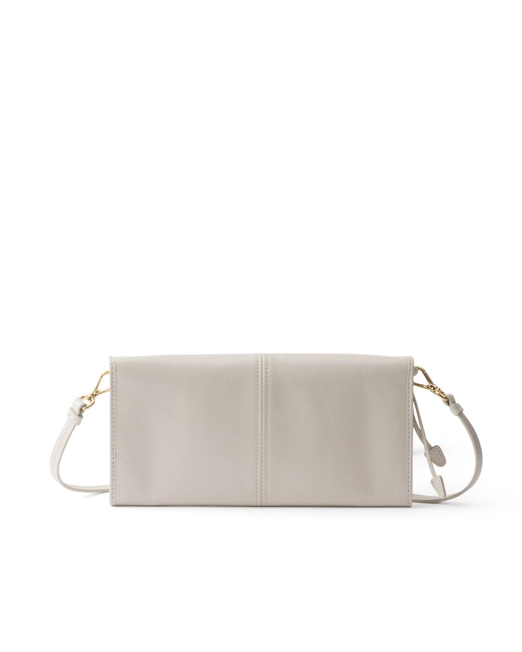 Prada Gray Leather Wallet With Shoulder Strap