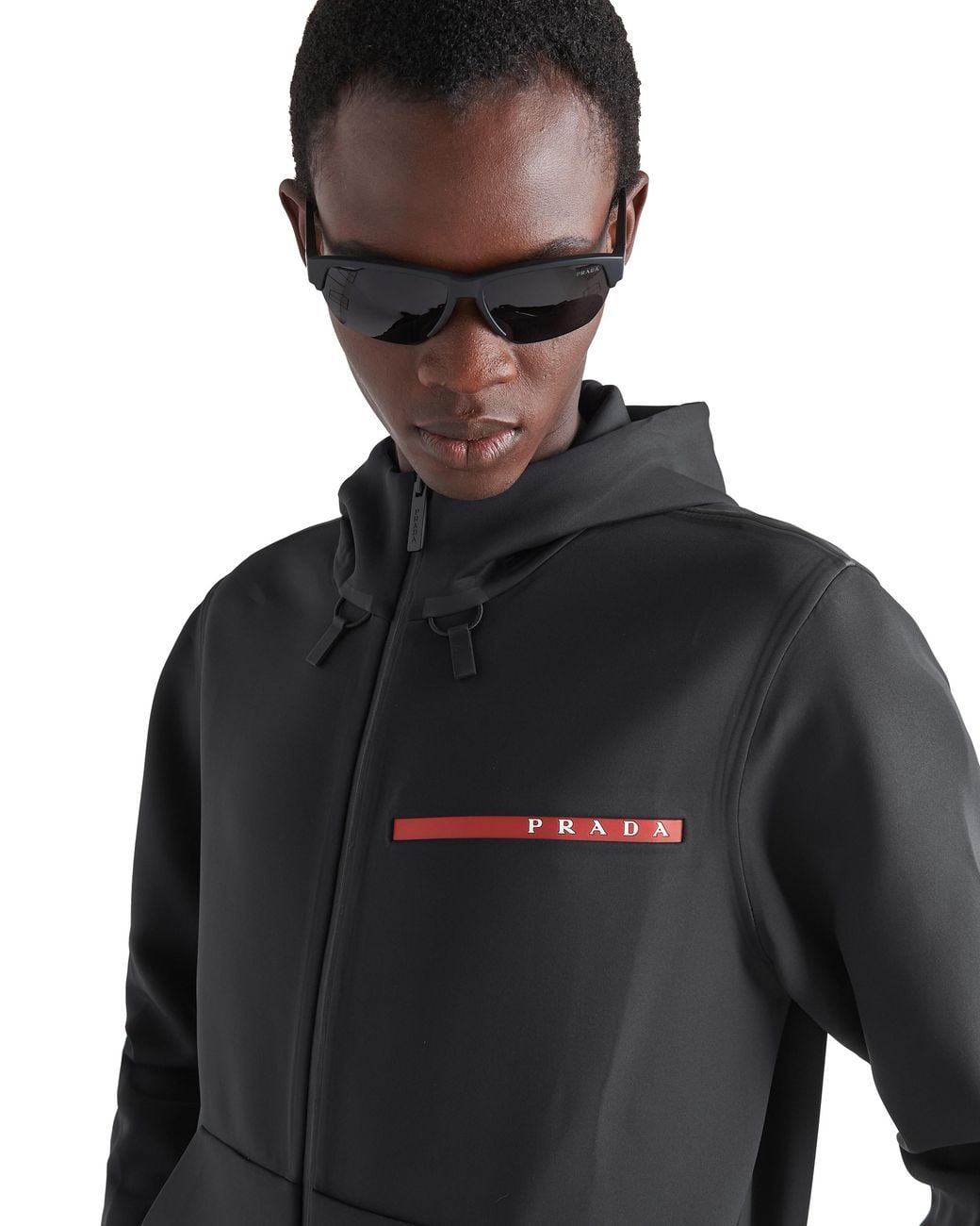 Prada Black Technical Fabric Hoodie for men