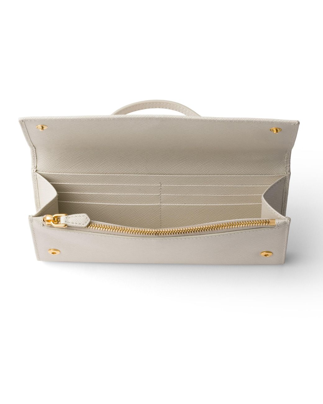 Prada Natural Saffiano Leather Wallet With Shoulder Strap