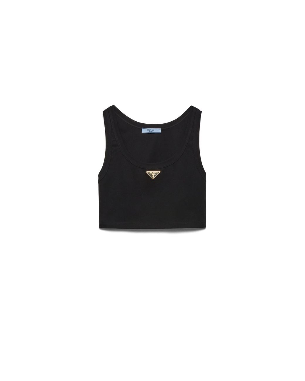 Prada Black Ribbed Jersey Crop Top