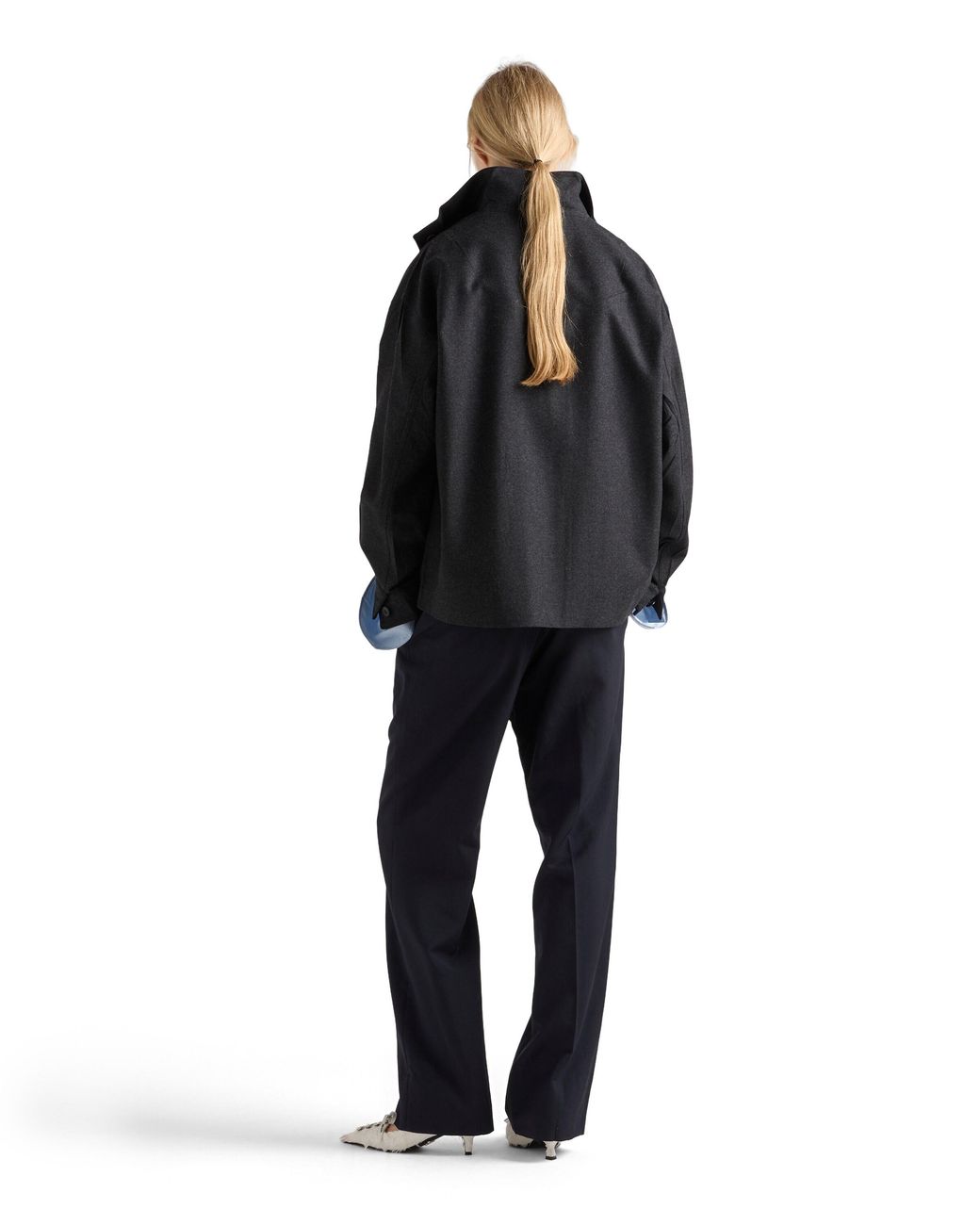 Prada Black Re-Wool Blouson Jacket, Anthracite