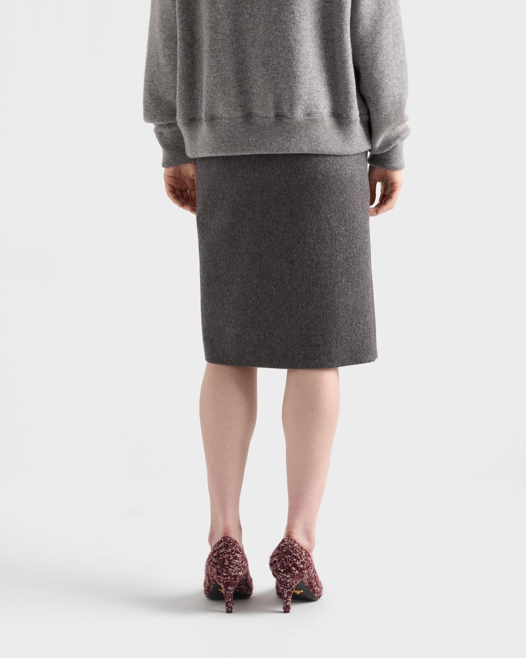 Prada Gray Loden Fabric Pencil Skirt