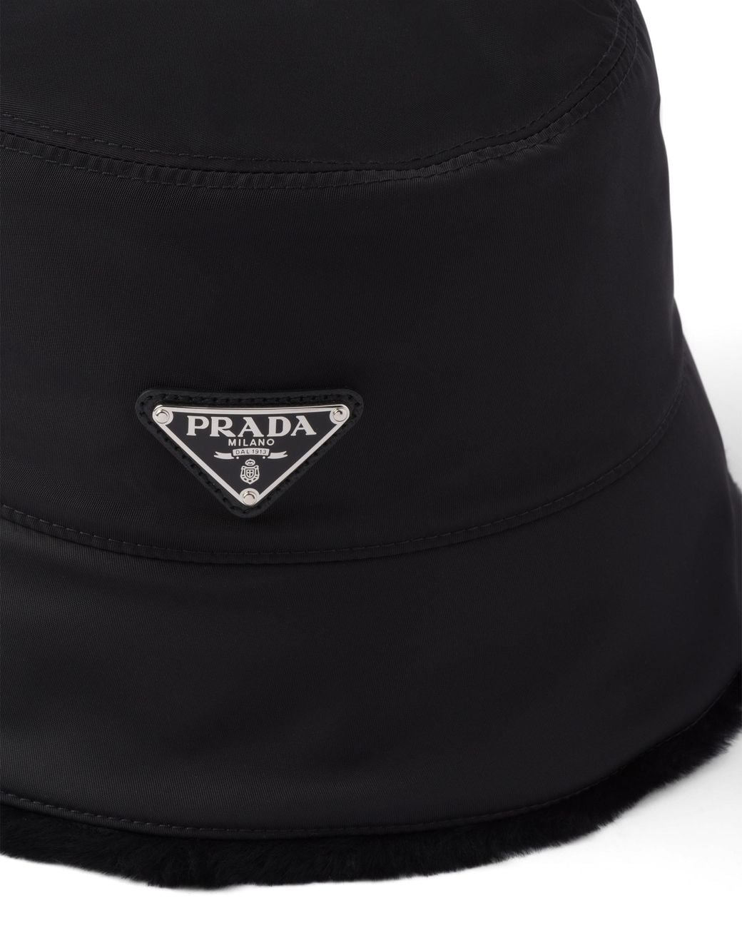Bob En Peau Lainée À Logo Triangle Prada pour homme en coloris Black