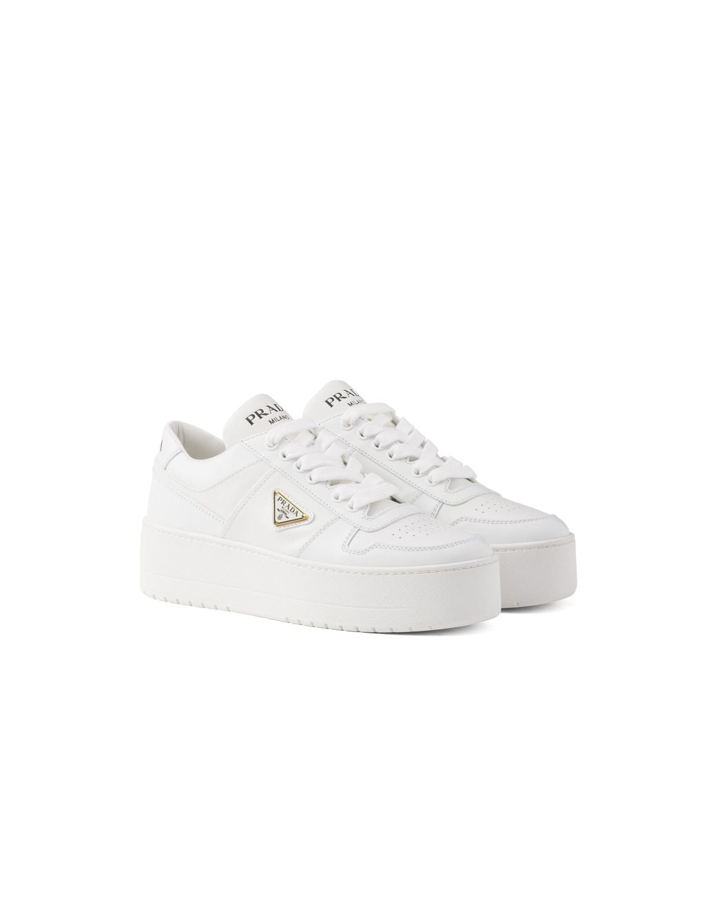 Prada White Downtown Bold Leather Sneakers