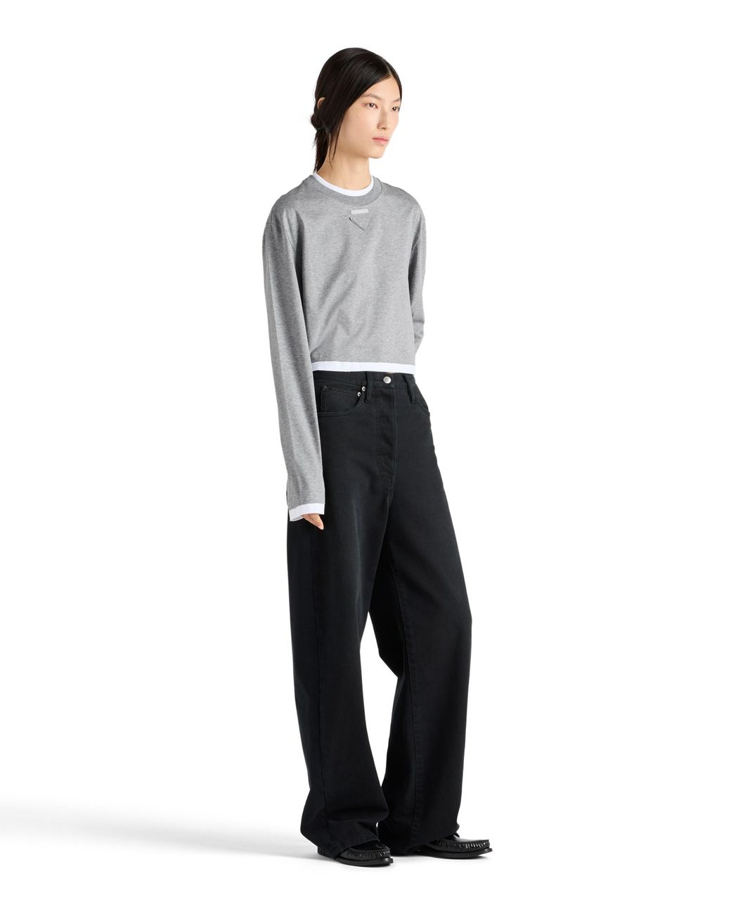 T-Shirt A Maniche Lunghe di Prada in Gray