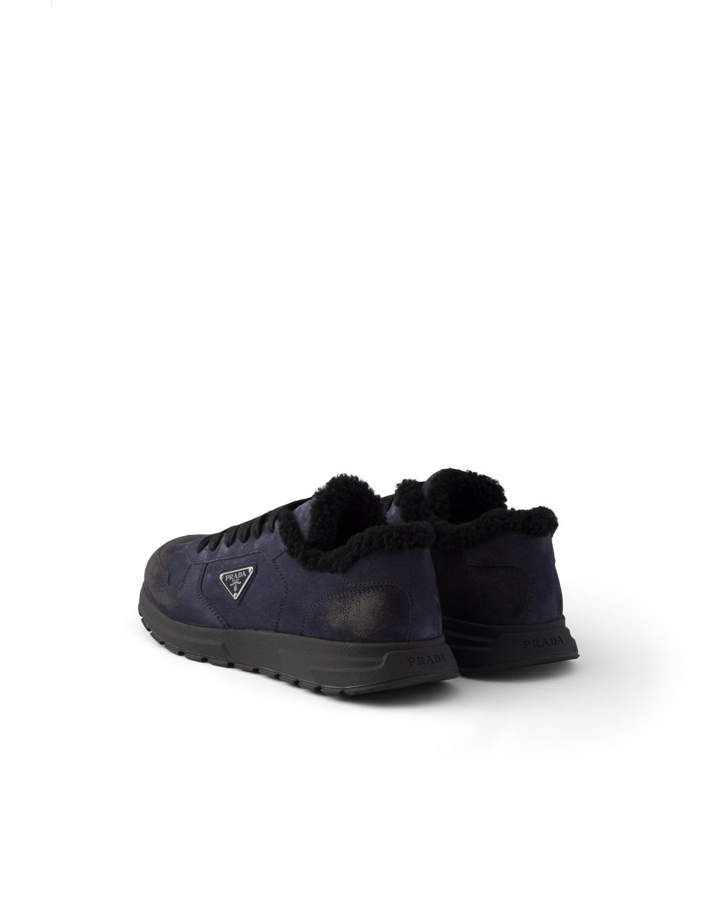 Prada Blue Prax Aged Suede Sneakers, Size 5 for men