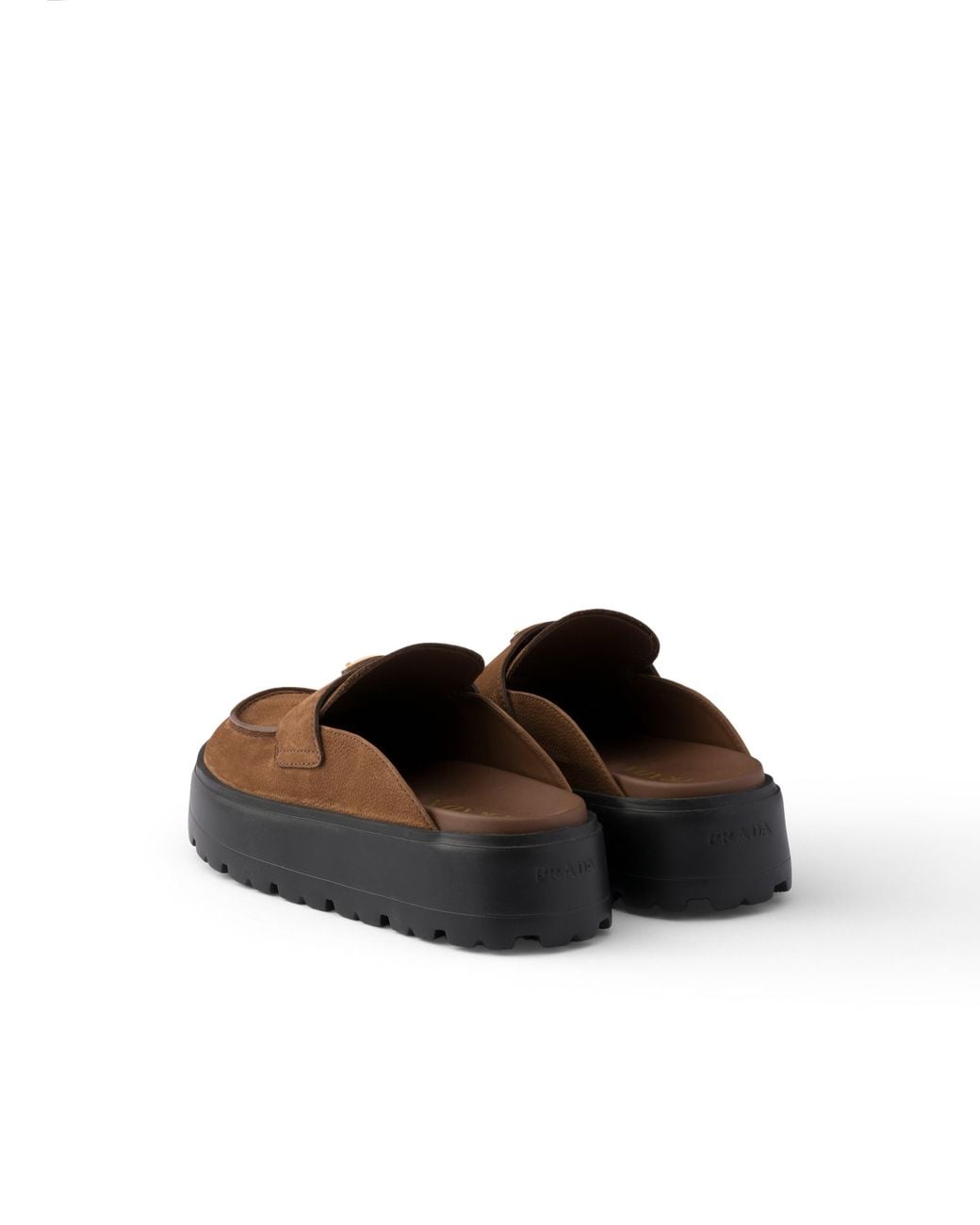 Prada Brown Nubuck Flatform Mules