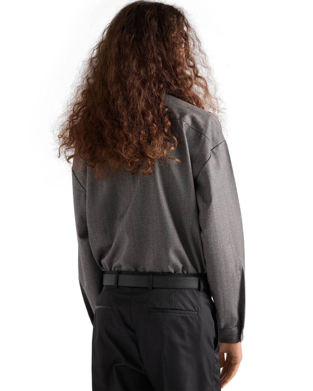 Prada Gray Wool Zipper Shirt for men