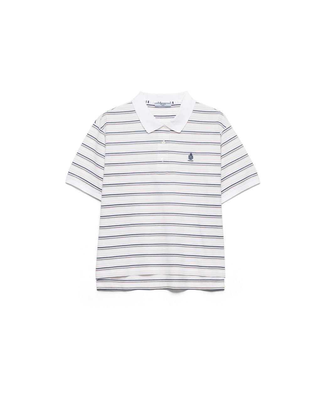 Prada White Striped Piqué Polo Shirt