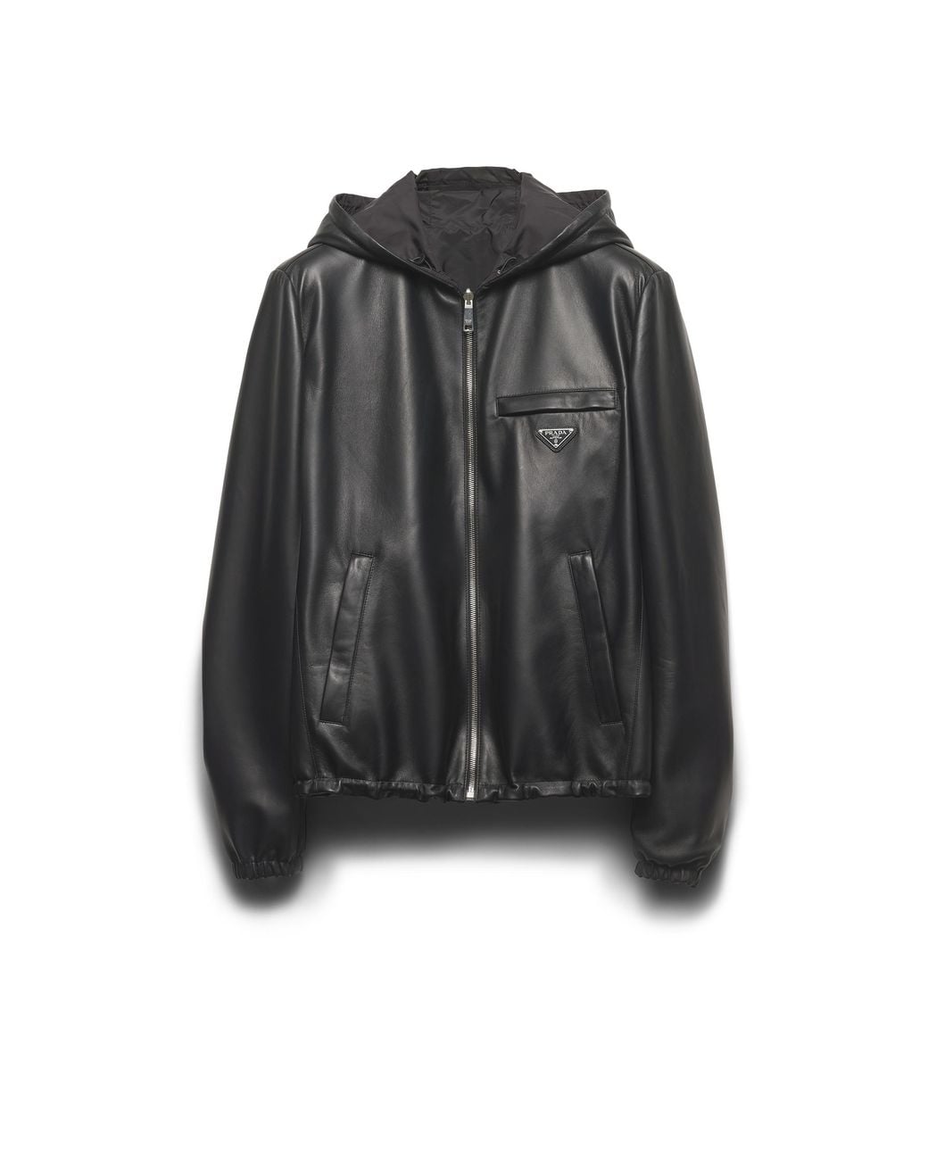 Prada Black Reversible Nappa Leather And Re-Nylon Jacket for men