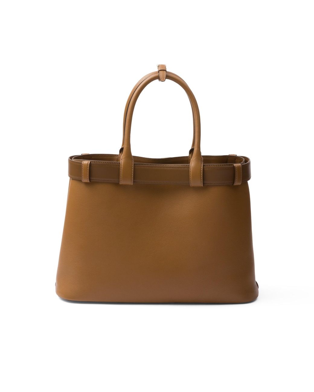Prada Brown Buckle Large Leather Handbag With Belt