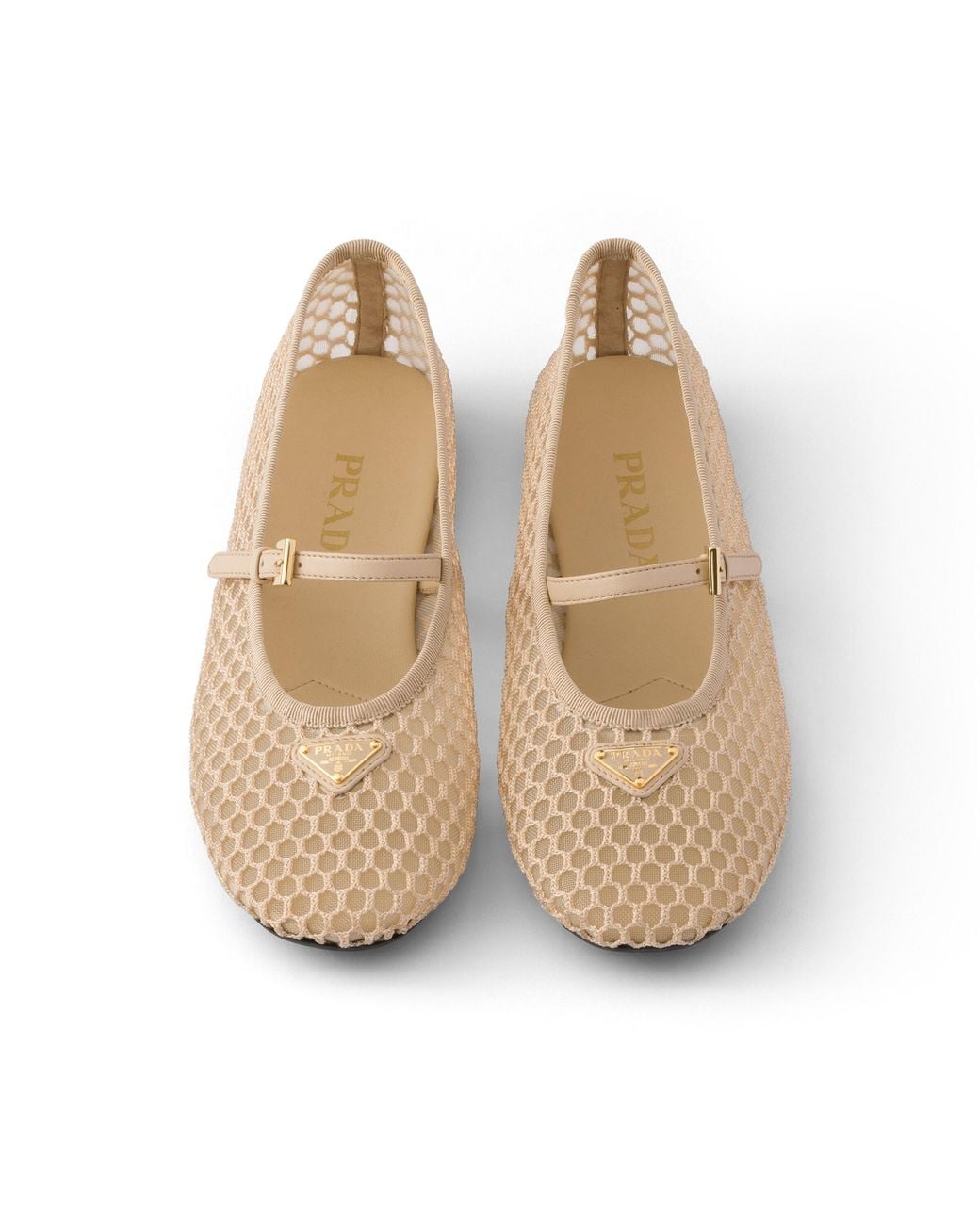 Prada Natural Mesh Fabric Ballerinas
