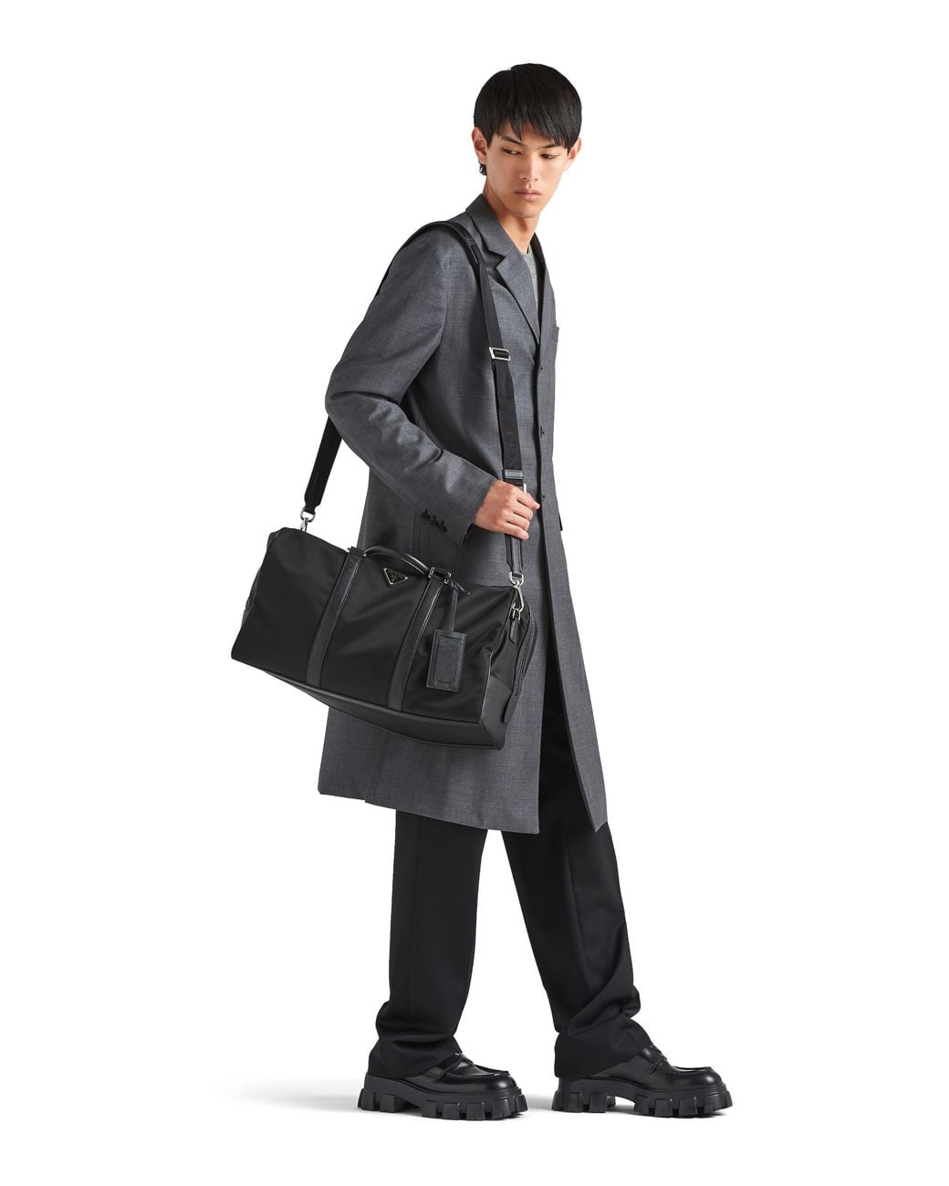Prada Black Re-Nylon And Saffiano Leather Duffel Bag