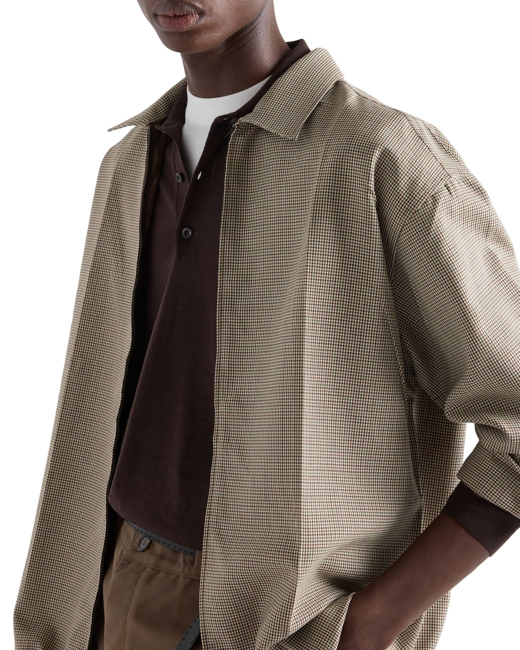 Prada Brown Long-Sleeved Superfine Wool Polo Sweater for men