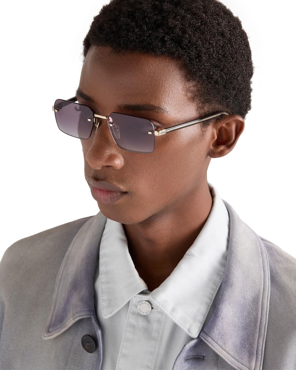Prada Purple Sunglasses With The Iconic Metal Plaque for men