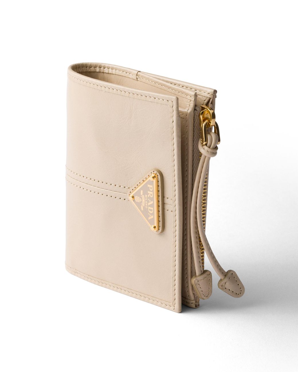 Prada White Small Leather Wallet, Travertine Stone