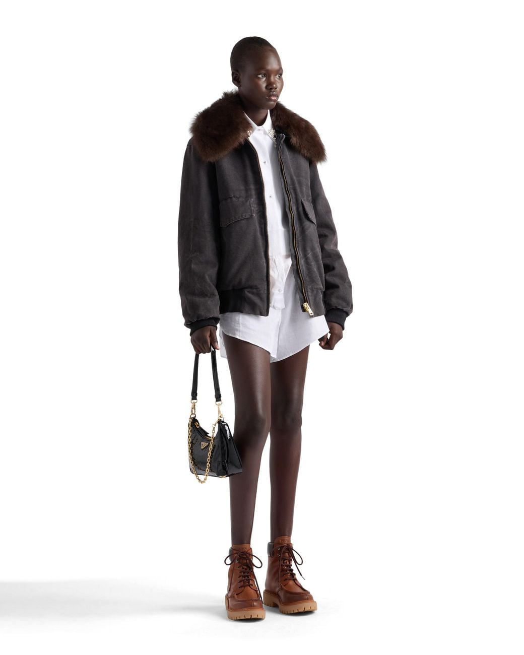 Blouson En Toile Prada en coloris Black