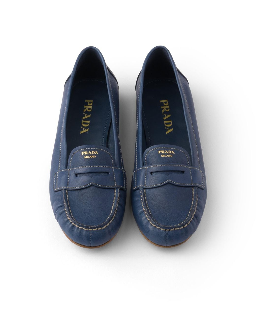 Prada Blue Leather Loafers