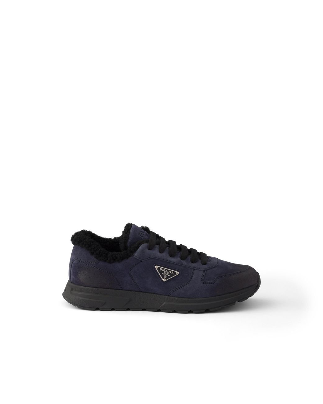 Prada Blue Prax Aged Suede Sneakers, Size 5 for men
