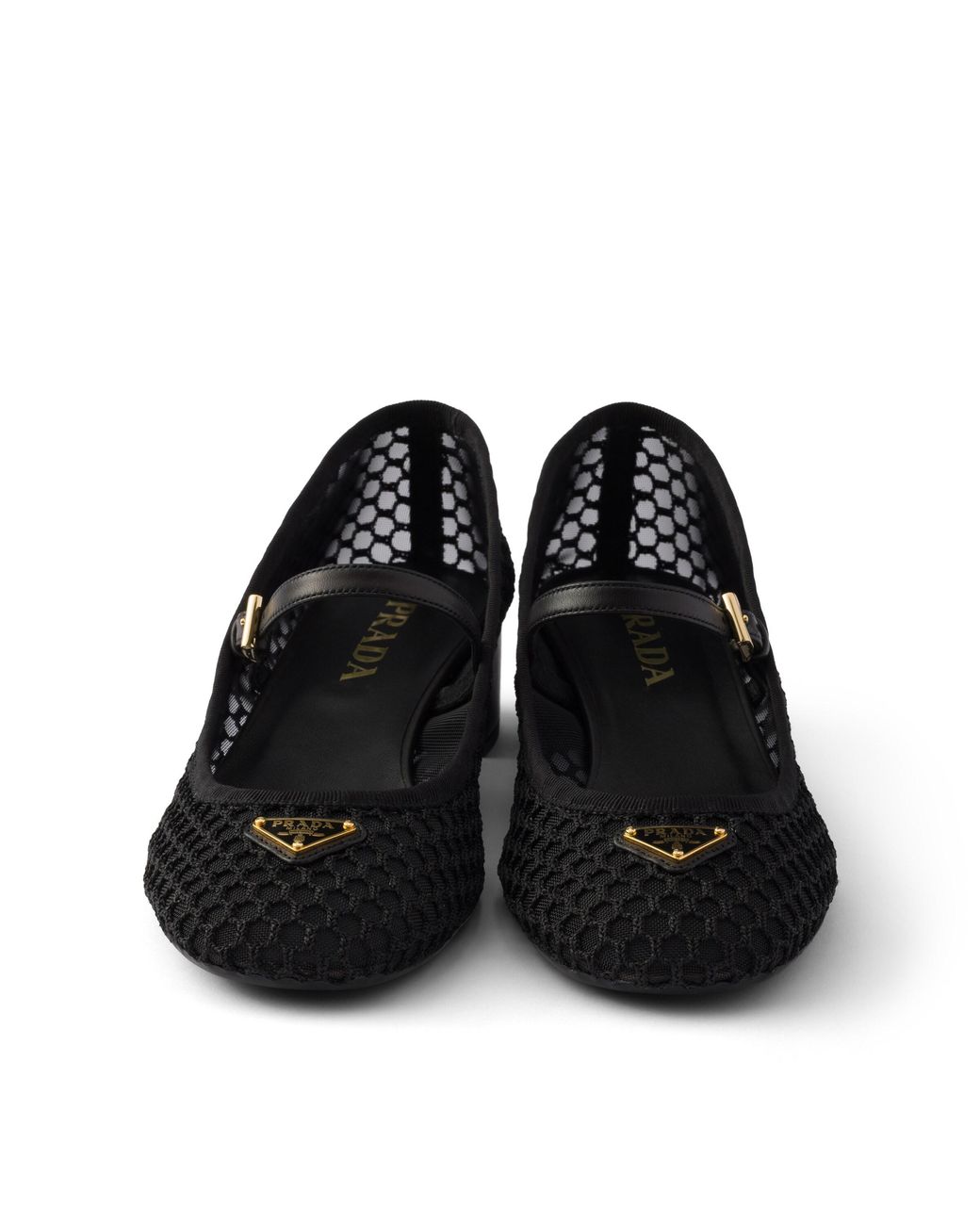 Prada Black Low Heel Mesh Fabric Ballerinas