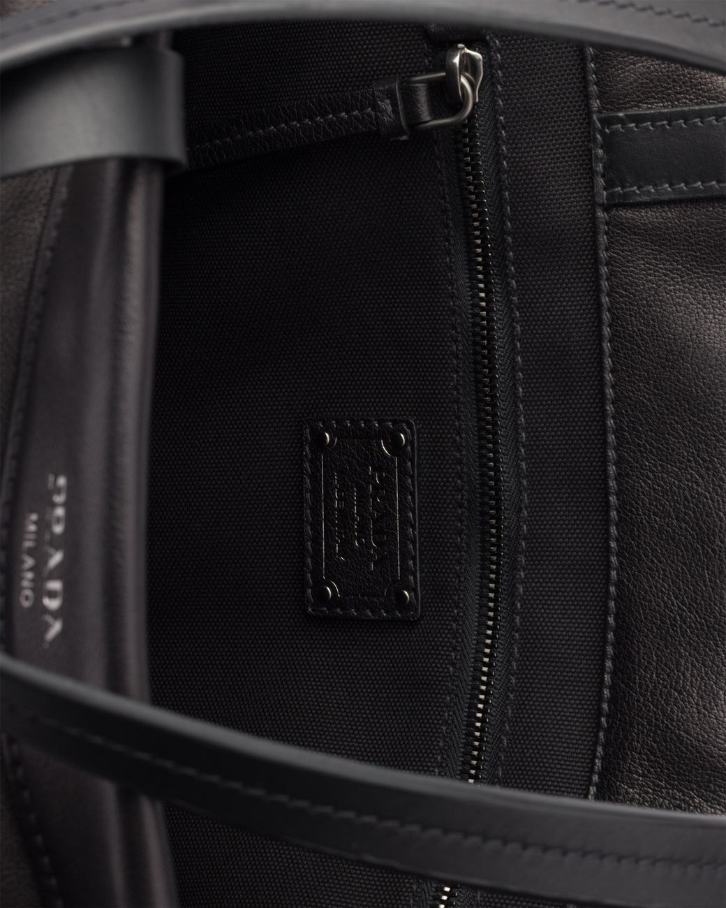 Prada Black Route Large Leather Tote Bag