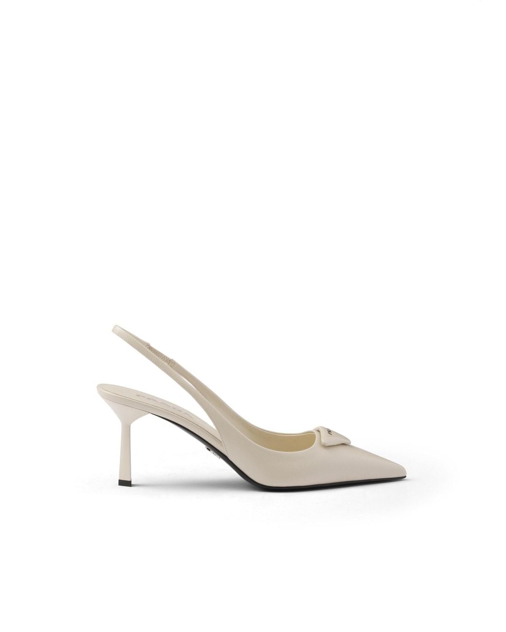 Prada White 75Mm Leather Slingback Pumps