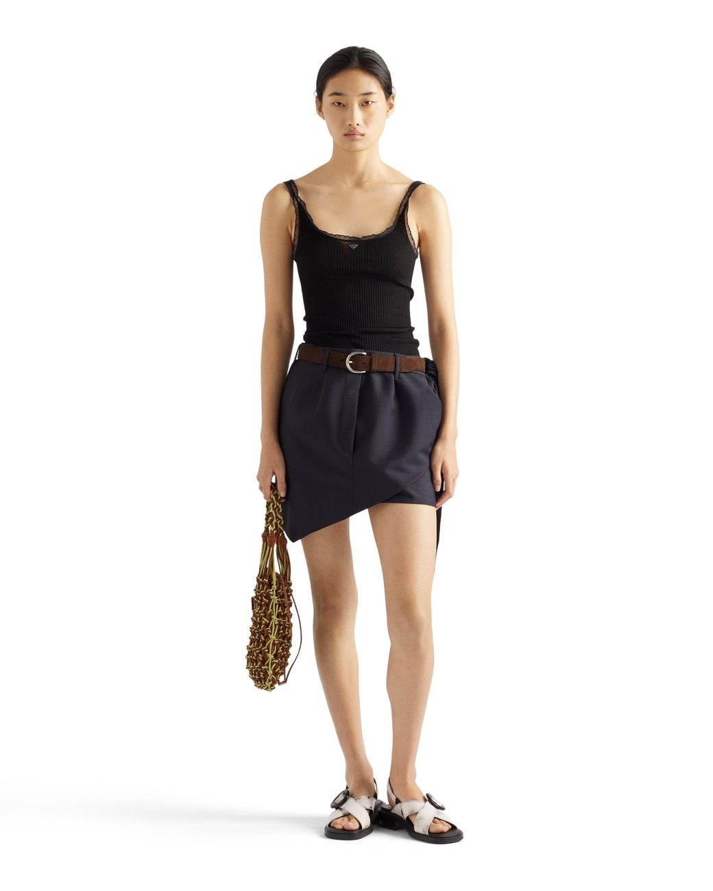 Prada Black Ribbed Cotton Top