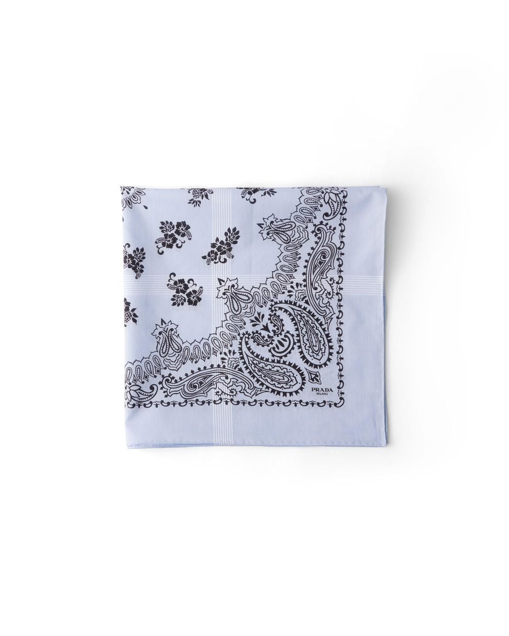 Prada Blue Printed Batiste Scarf for men