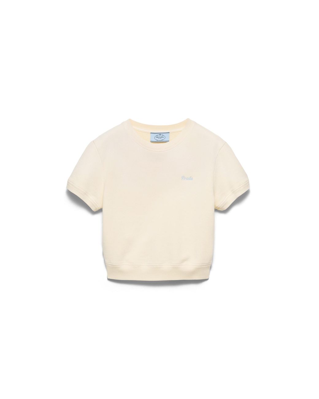 Prada White Cotton Fleece Crew-Neck T-Shirt