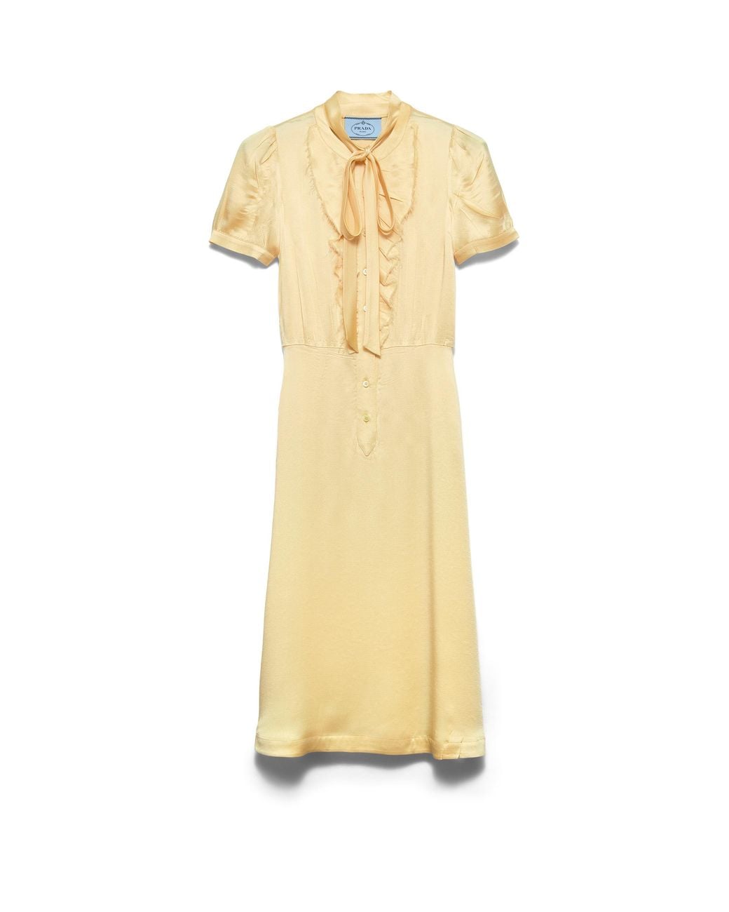 Prada Metallic Satin Crepe Dress, Cream