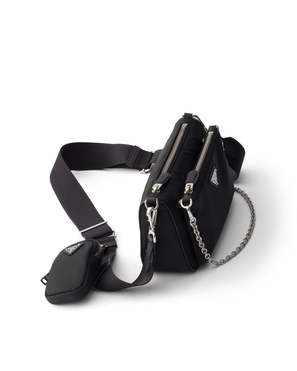 Prada Black Re-Nylon And Saffiano Leather Mini Shoulder Bag