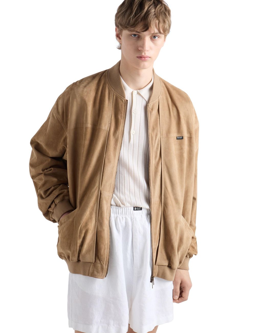 Prada White Cashmere And Silk Polo Shirt for men