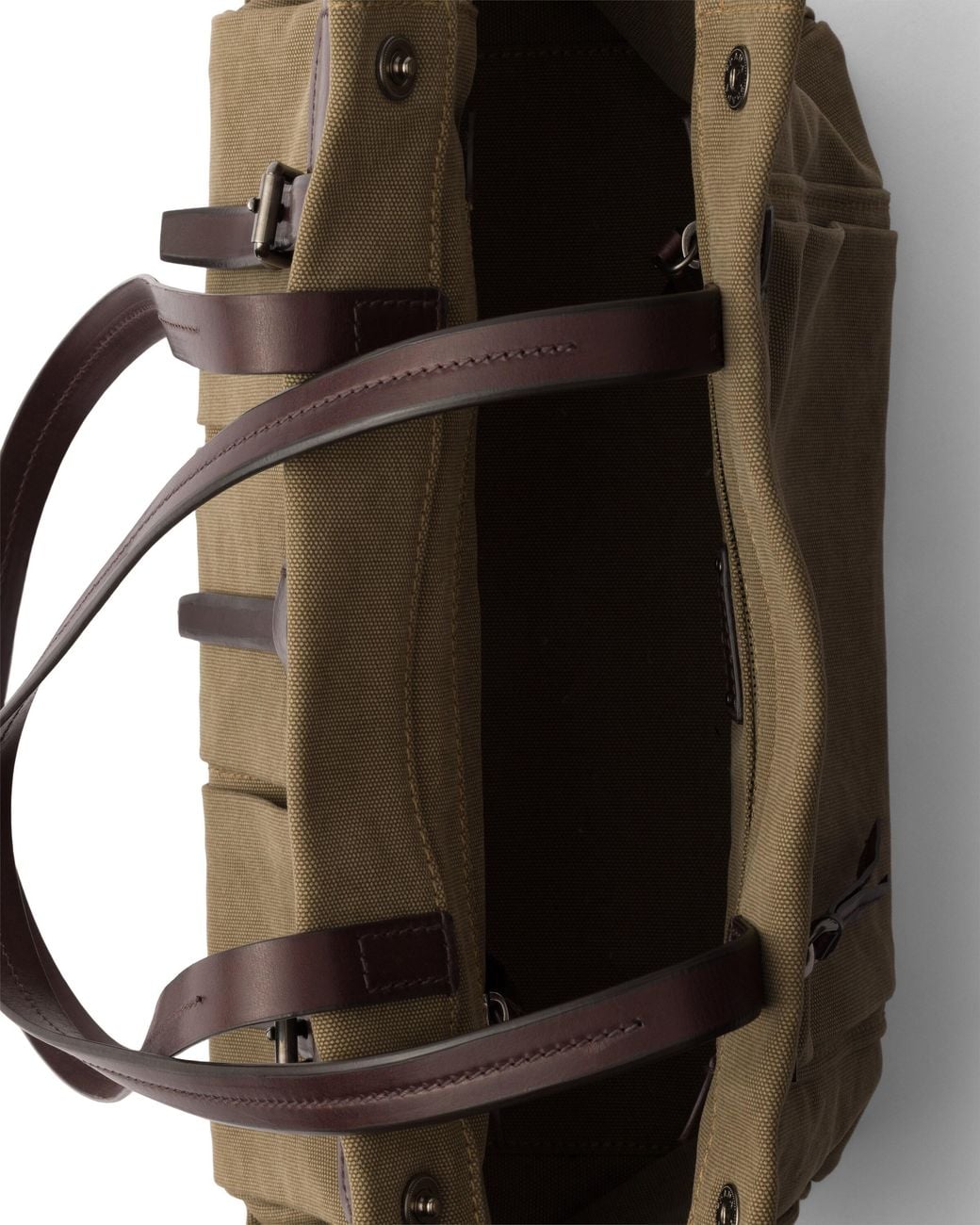 Prada Brown Route Large Canvas And Leather Tote Bag