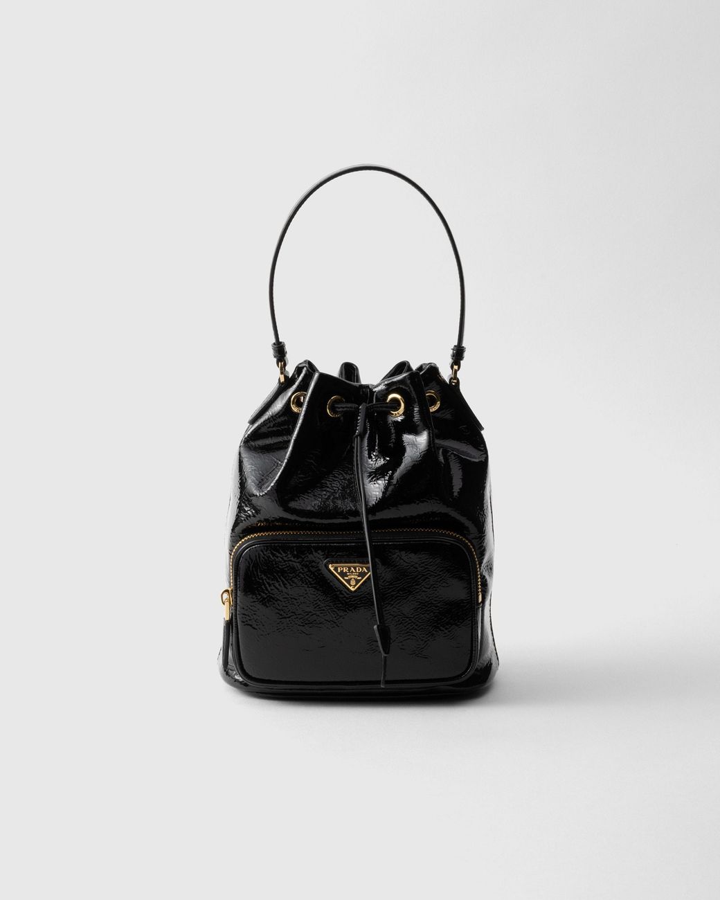 Prada Duet Naplak Patent Leather Bucket Bag in Black | Lyst display picture 2