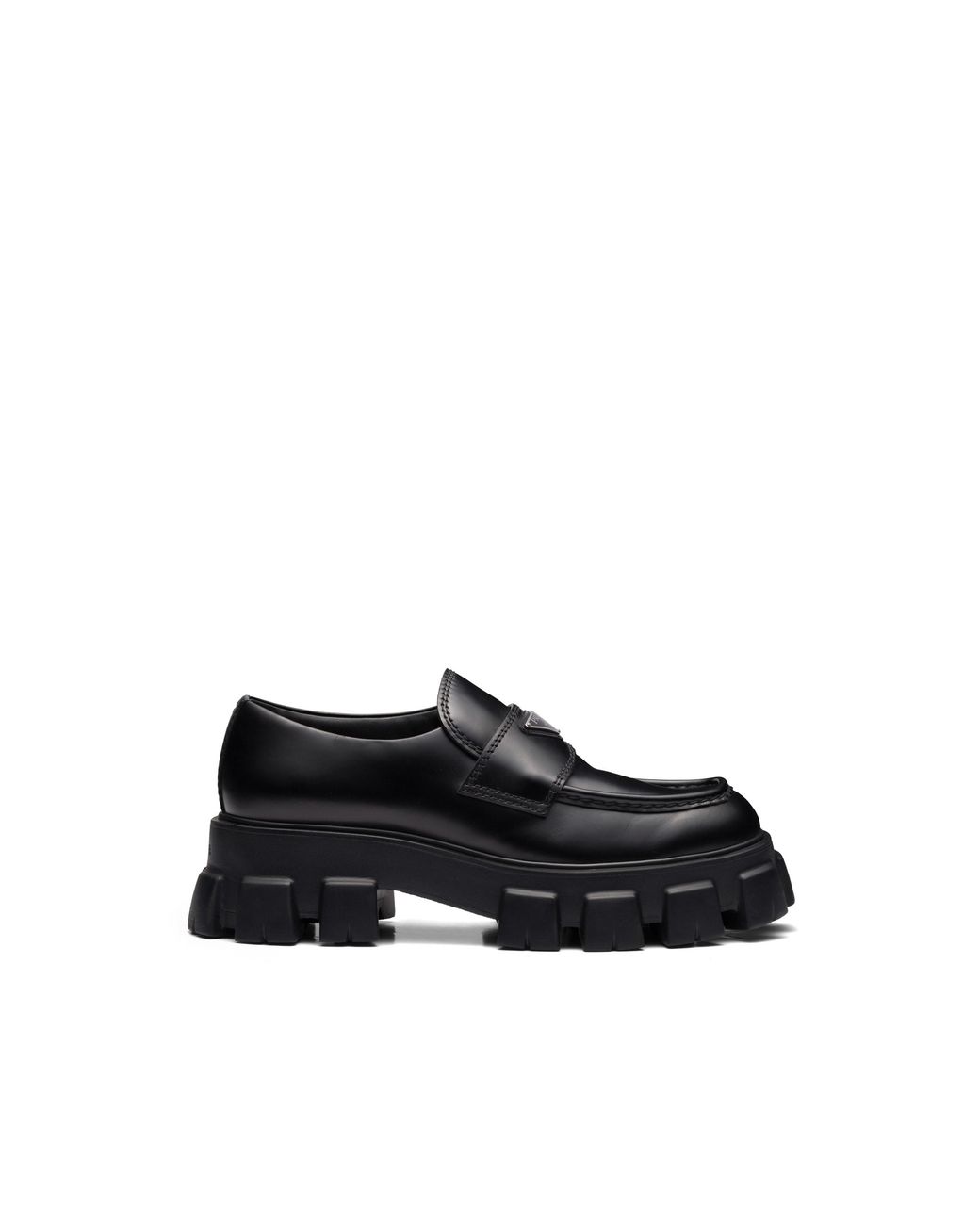 Prada Black Monolith Brushed Leather Loafers, Size 5 for men